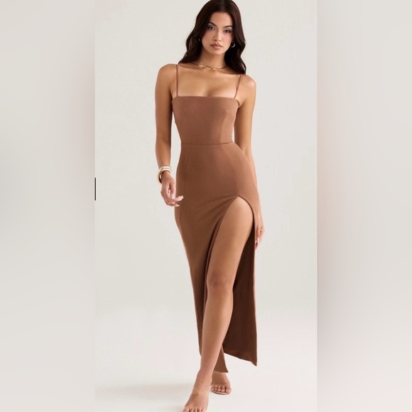 House of CB “Jaida” Maxi Slit Dress in Brown - Picture 2 of 4